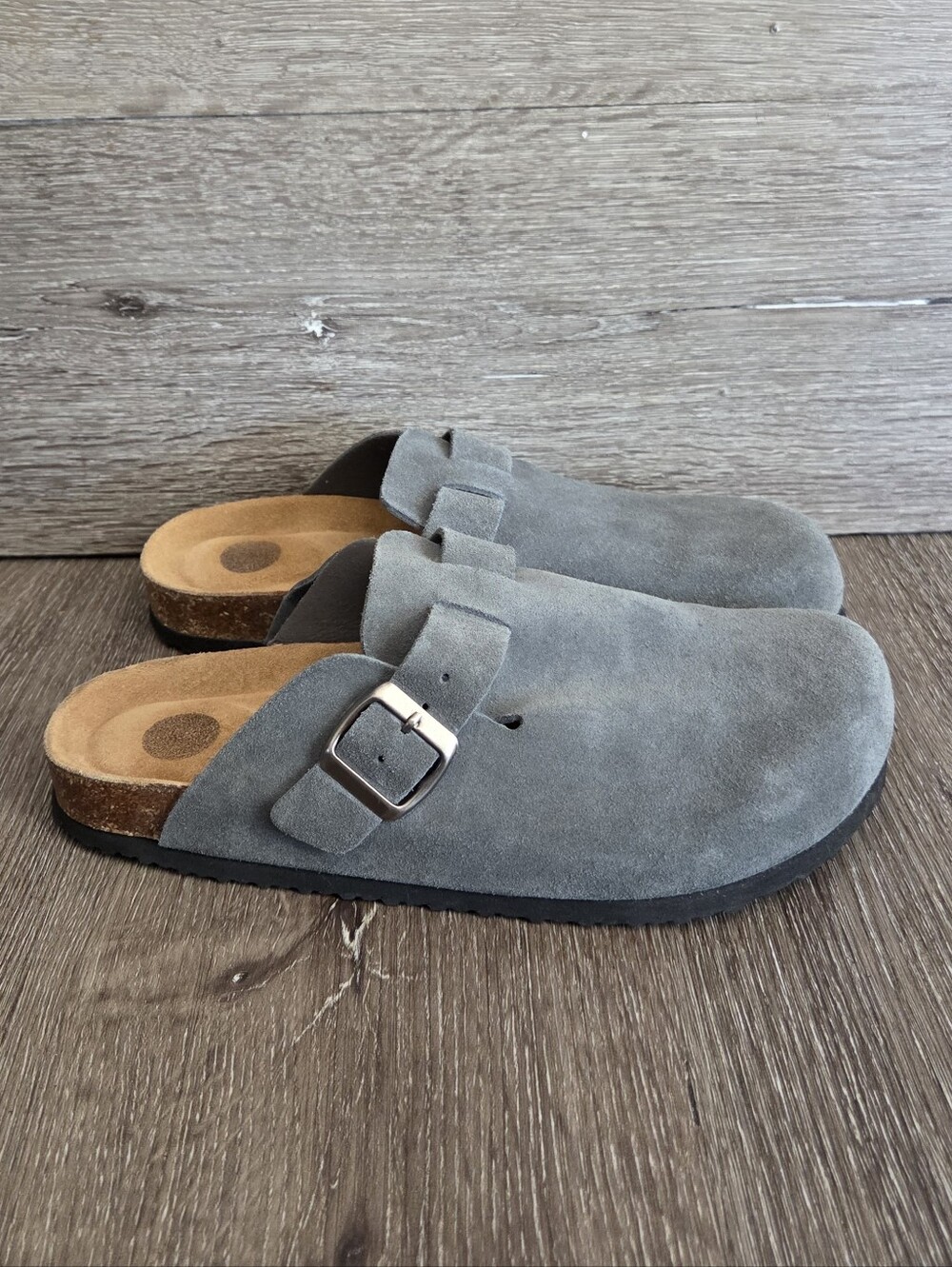 Emma New York Grey Suede Clogs Mules - Women’s Size 9.5M